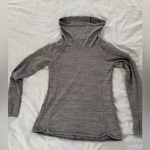 SPYDER GREY size small cowl neck long sleeve top with reflective material.